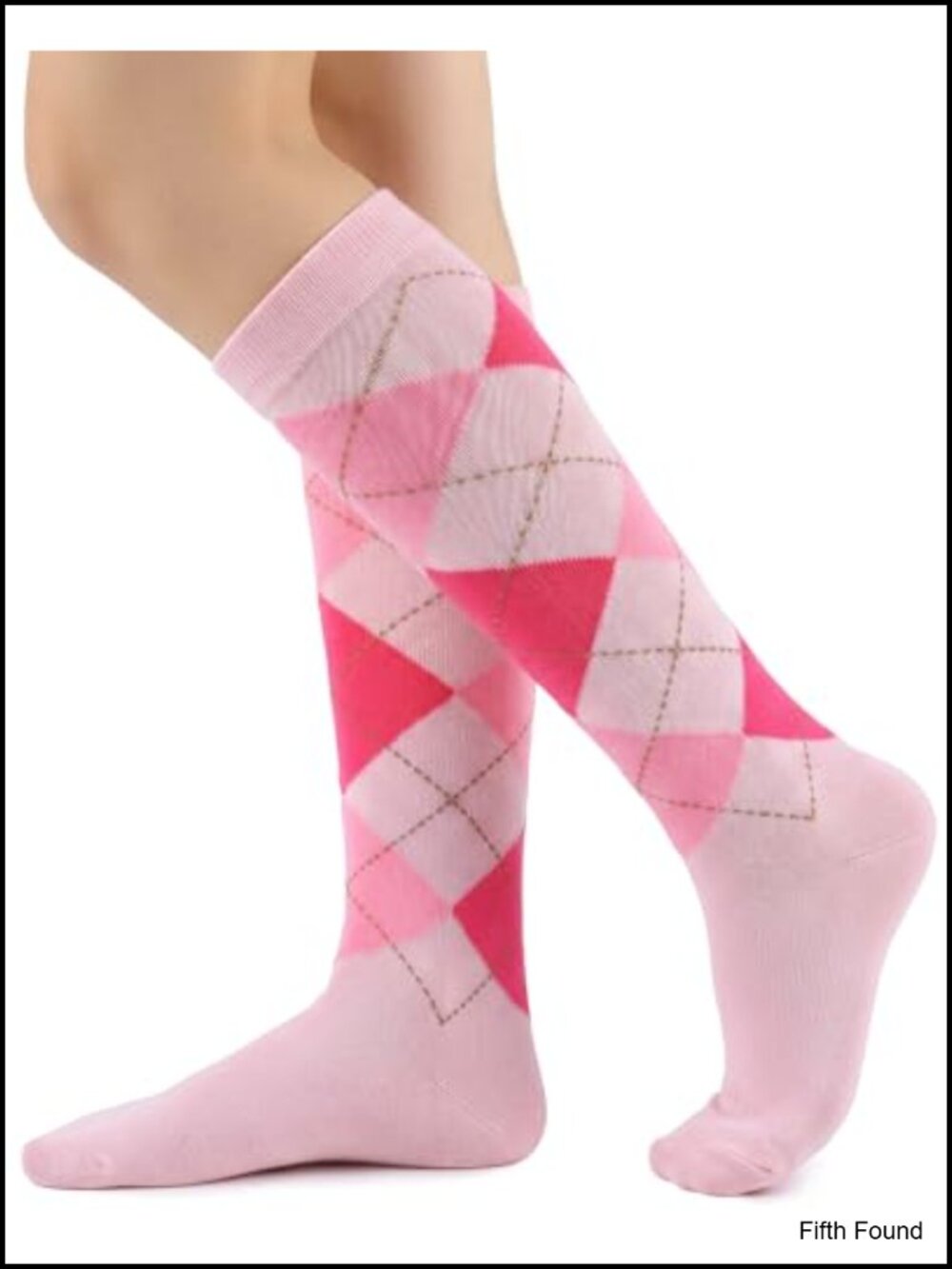 Argyle Knee High Socks Polyester Retro Calf Long Socks for Women